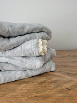 Daphne Icy Blue Floral QUILTED 6 Layer Gauze Blanket