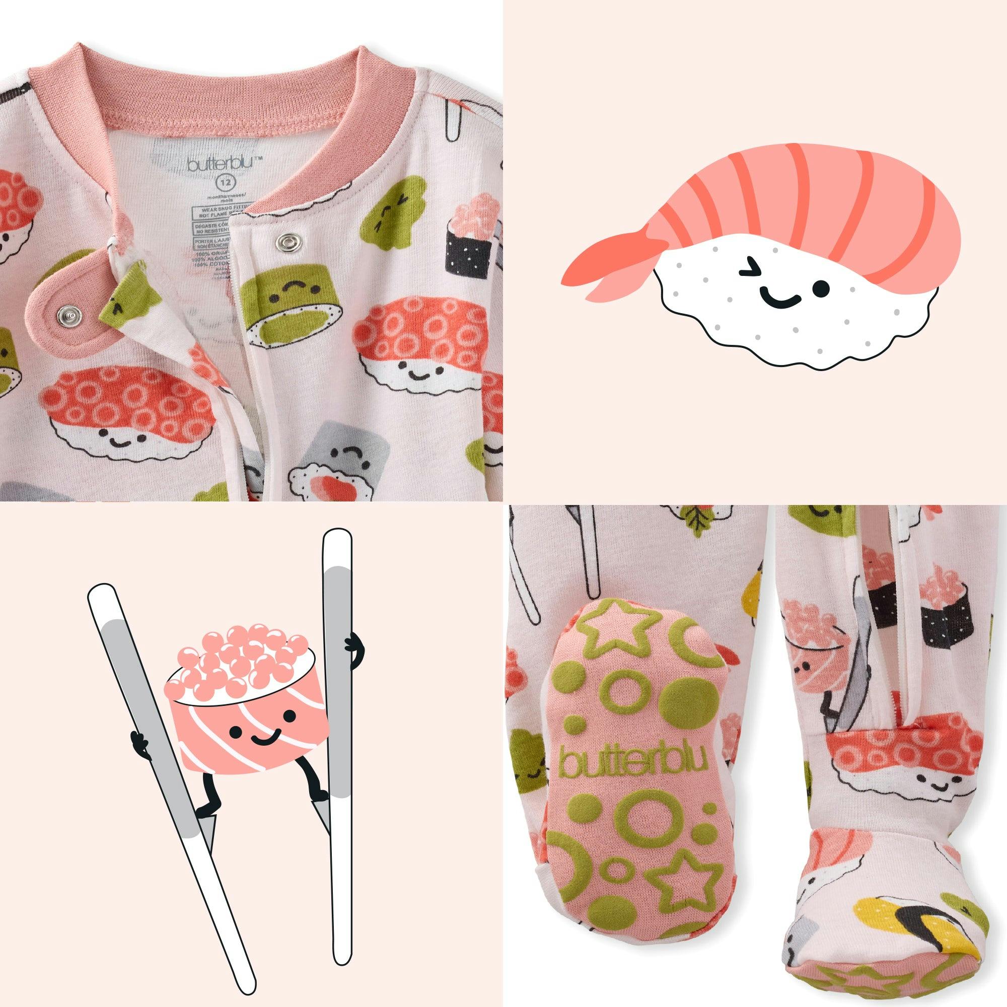 CRUZ Snug Fit Footed Baby Girls Pajamas