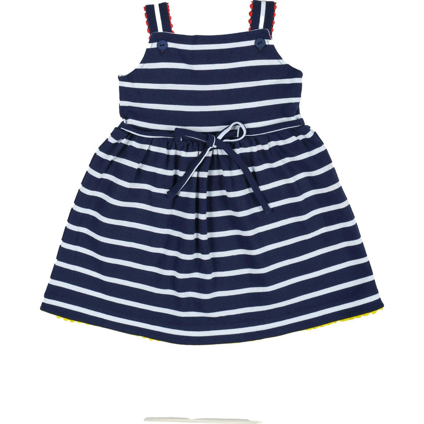 Stripe Knit Dress With Ric Rac And Flowers
