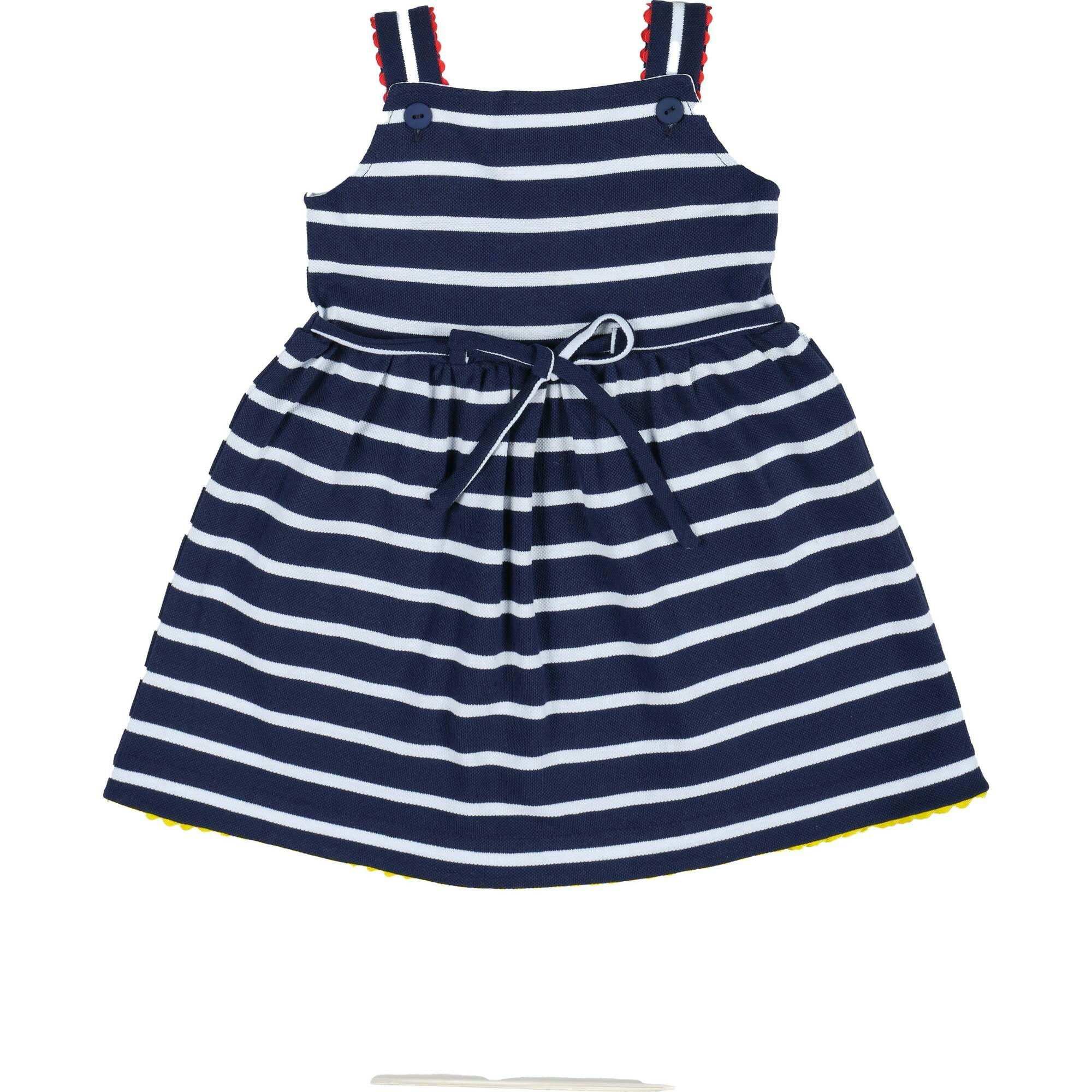 Stripe Knit Dress With Ric Rac And Flowers