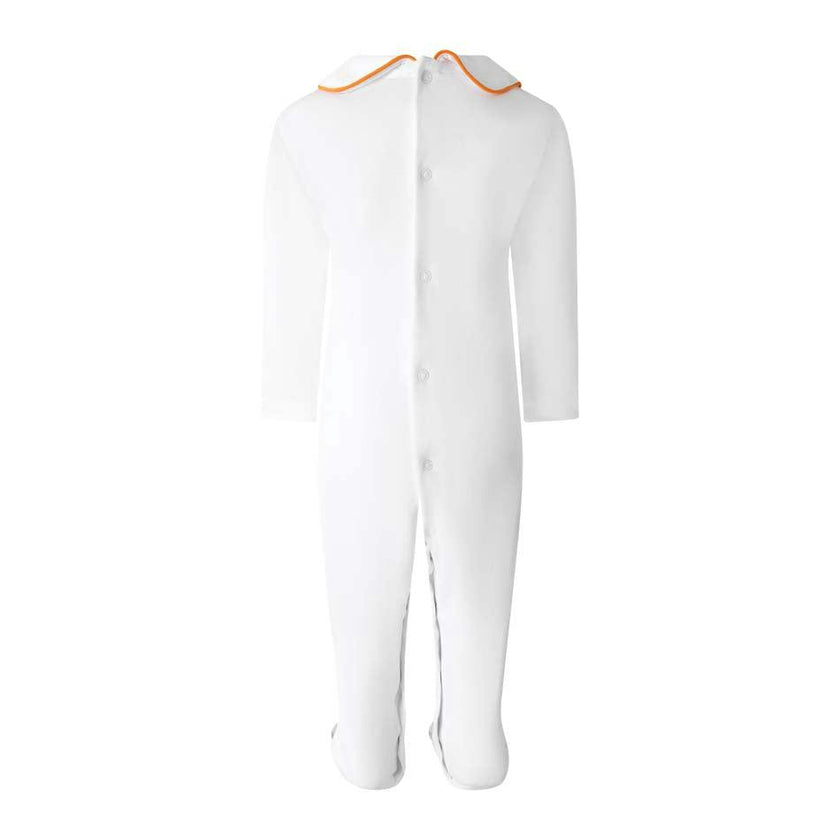 Pima Pumpkin Embroidered Footie