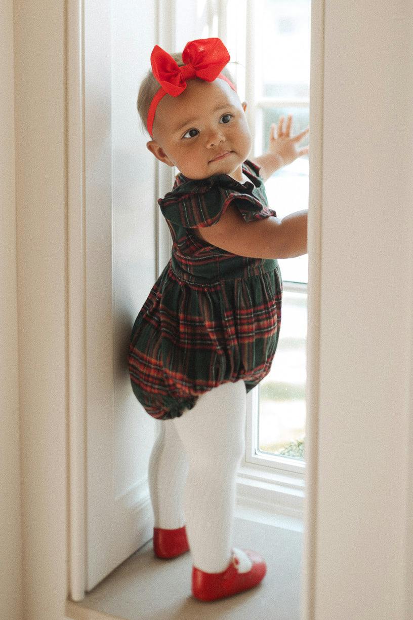 Baby Hattie Romper in Evergreen Plaid