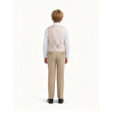 Beige Serge Formal Vest & Bow Tie Suit Set
