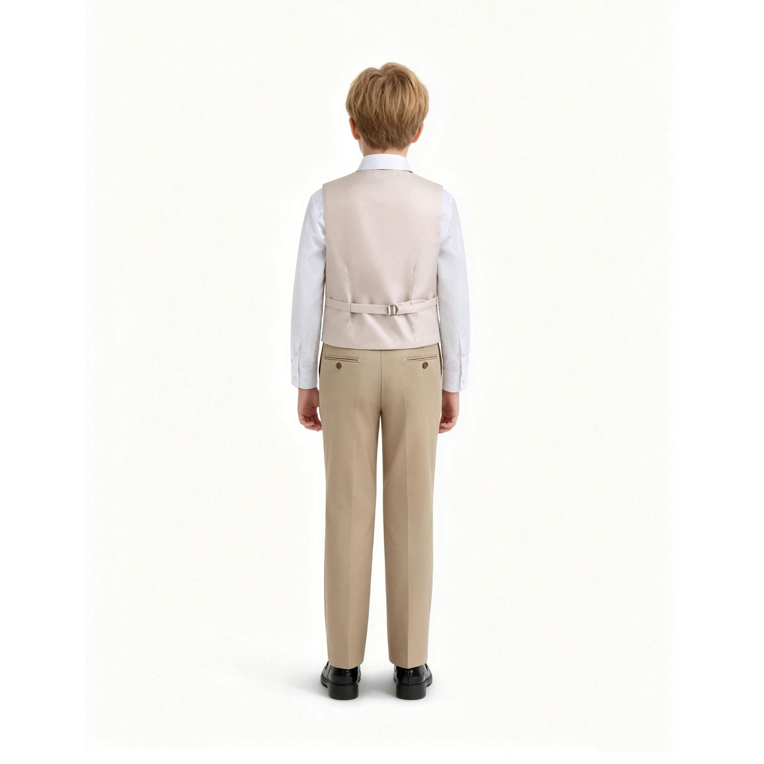 Beige Serge Formal Vest & Bow Tie Suit Set