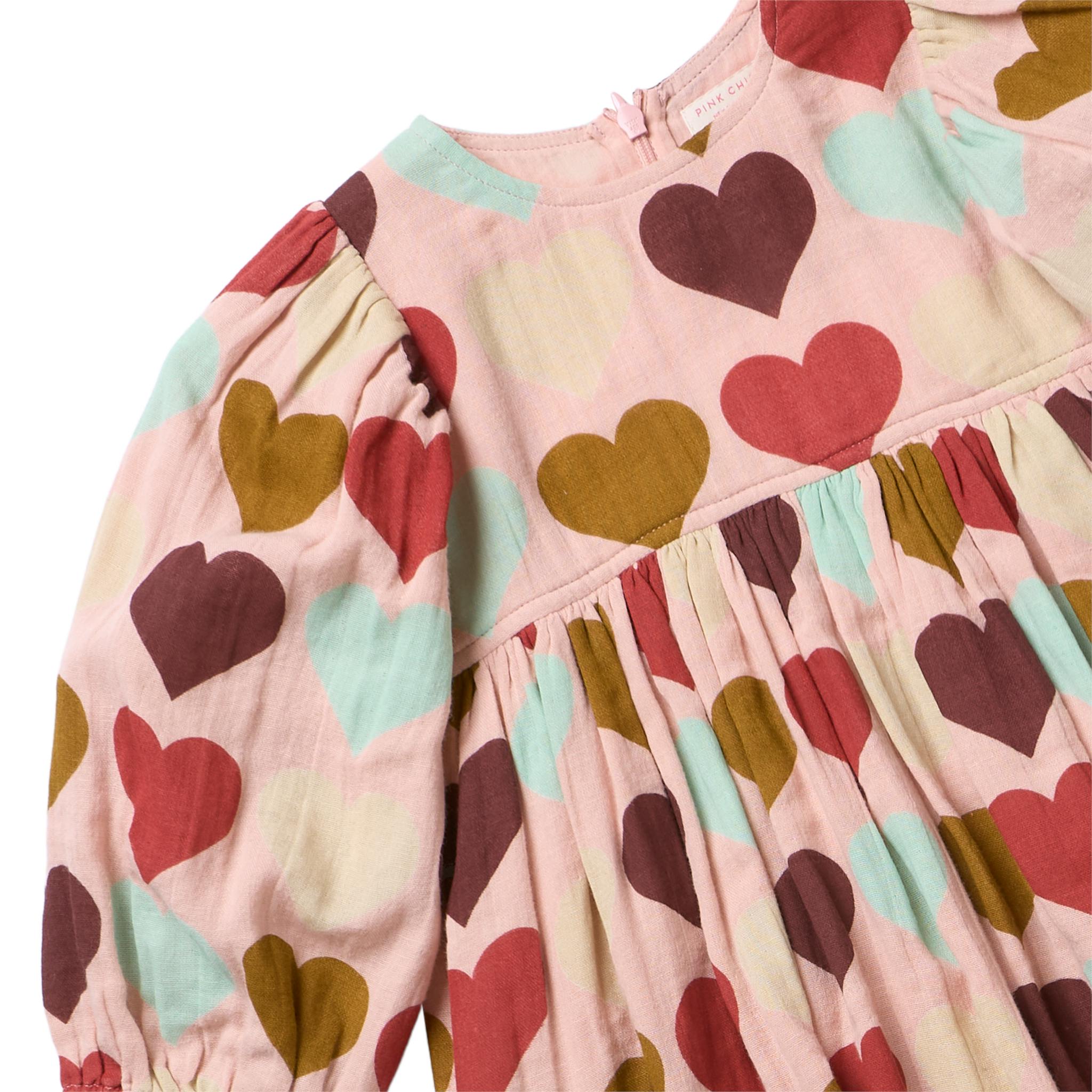 Girls Bea Dress - Multi Harvest Hearts