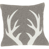 Hand Felted Wool Pillow - Cream Antlers Gray - 20" Arcadia Home