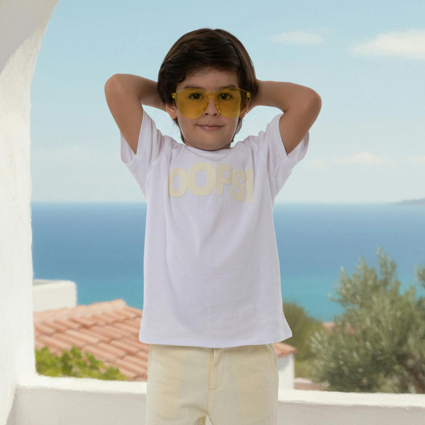 Cederique Baby T-shirt Short Sleeve, White Oops
