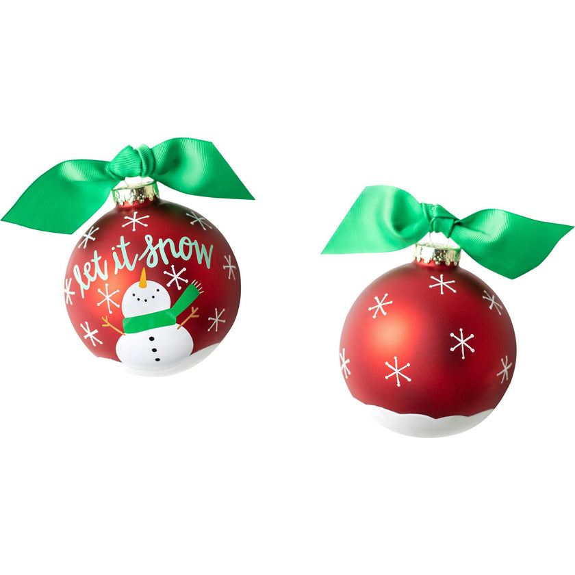Snowman Let it Snow Glass Ornament