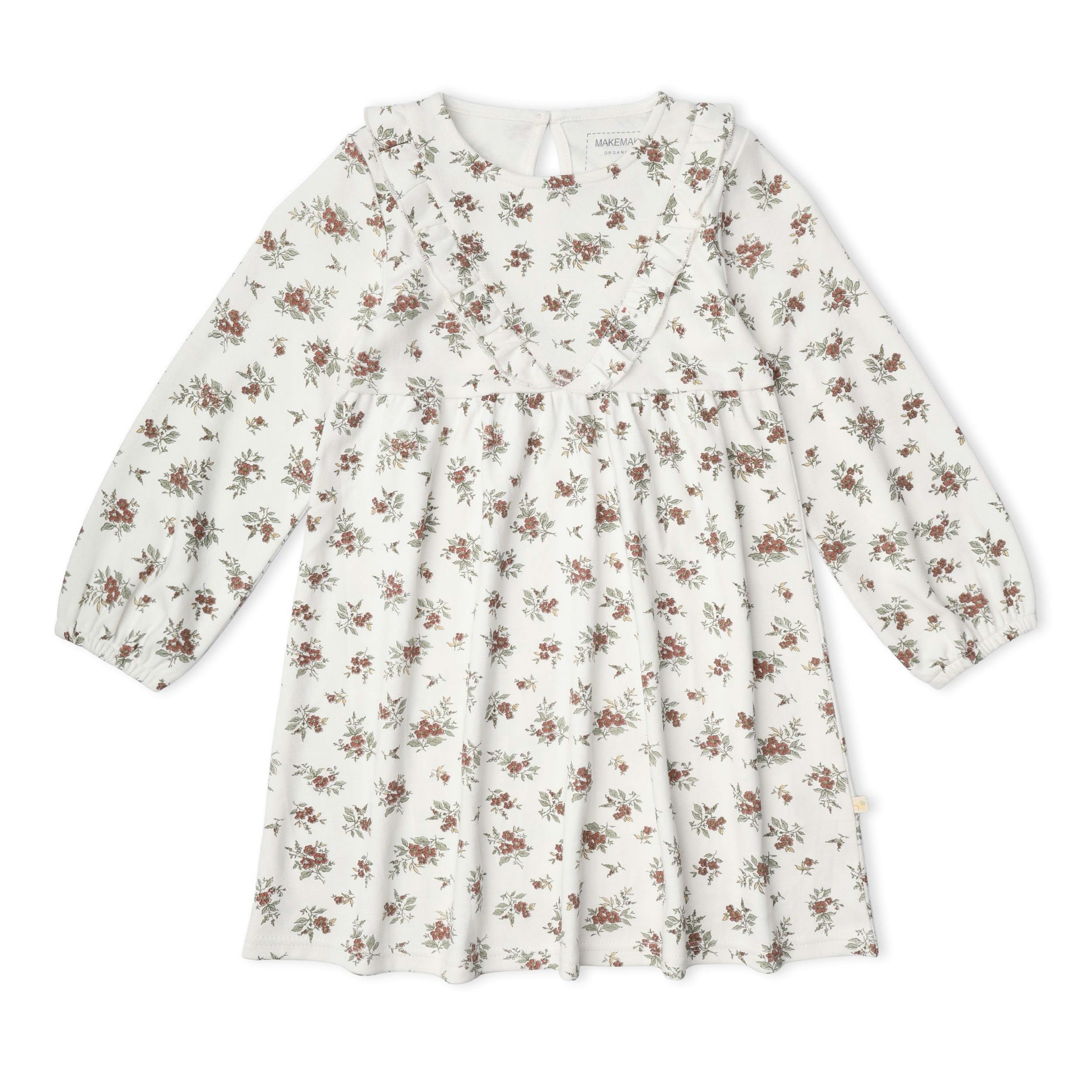 Organic Long Sleeve Ruffle -V- Dress - Winter Berry
