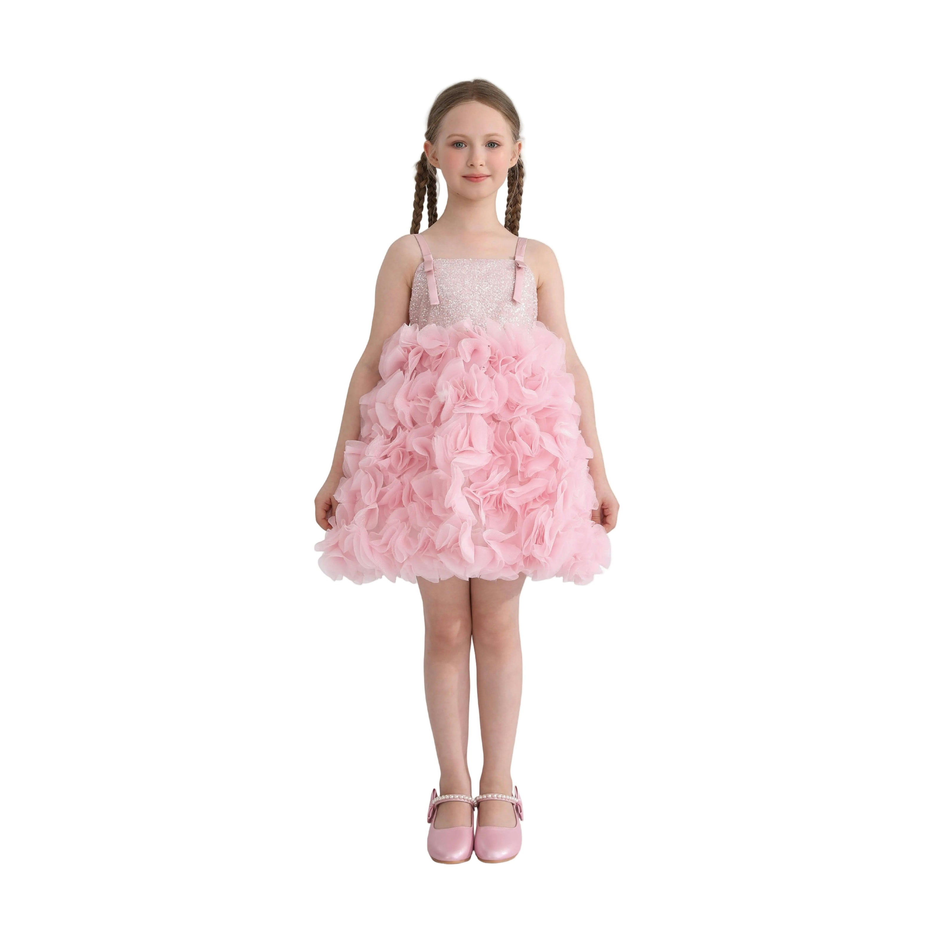 Pink Arabella Glitter Ruffle Dress