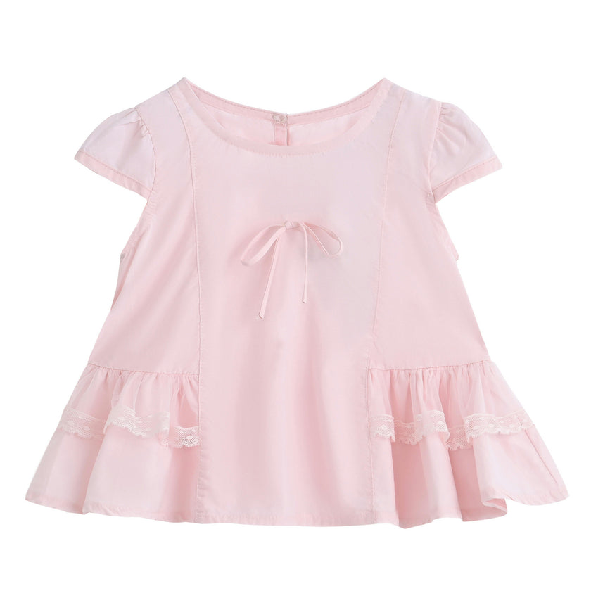 Pink Lace Bow Short Set