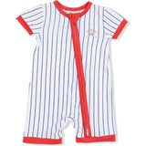 Baseball Stripe - Shortie 2 Way Zipper Romper