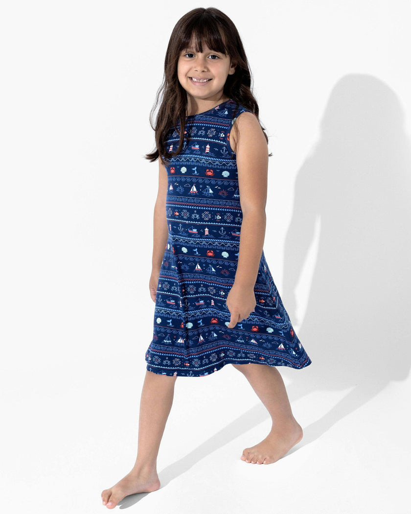 Sail Away Fair Isle Bamboo Girls' Sleeveless Dress