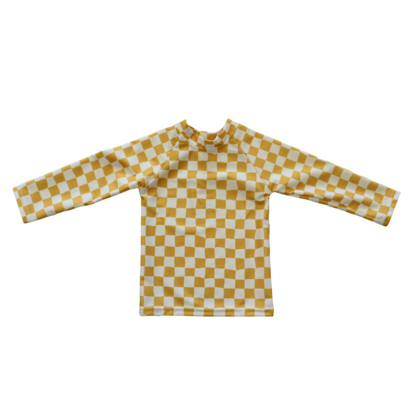Kids Yellow Check Rash Guard