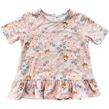 Short Sleeve Peplum Top Checker in Burlwood