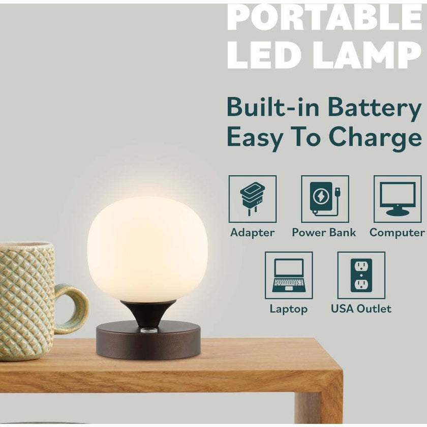 Owen 6.13" Bohemian Farmhouse Iron Rechargeable Integrated LED Table Lamp