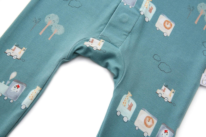 Bamboo Magnetic Footie Pajama - Le Petit Express Green