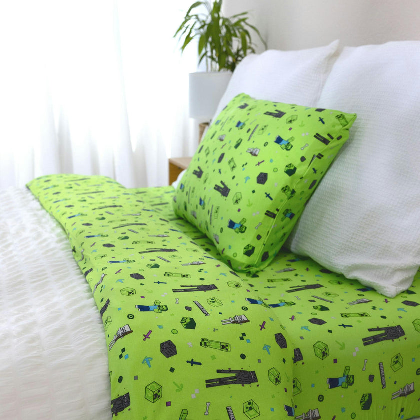 Minecraft: Mob Squad Bamboo Bed Sheet Set