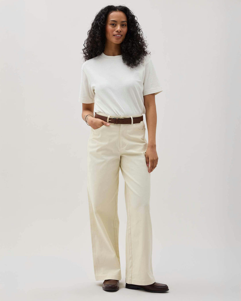 Womens Relaxed Everyday Tee - Pigment Dye Jersey - Bone