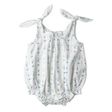 Organic Tie Shoulder Bubble Romper - Blue Vines