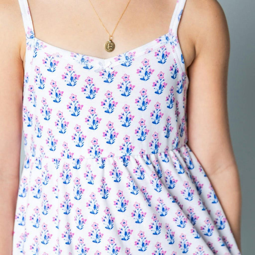 The Organic Rib Dress [Block Floral]