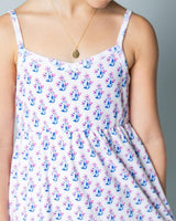 The Organic Rib Dress [Block Floral]