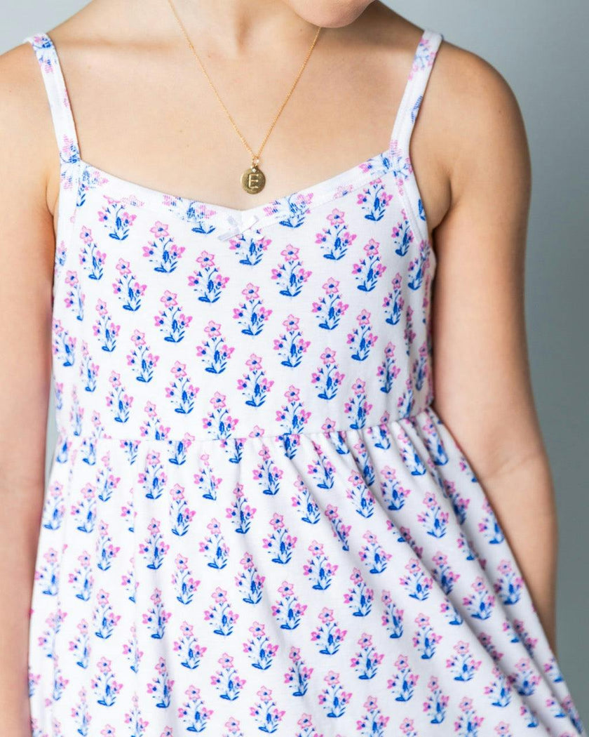 The Organic Rib Dress [Block Floral]