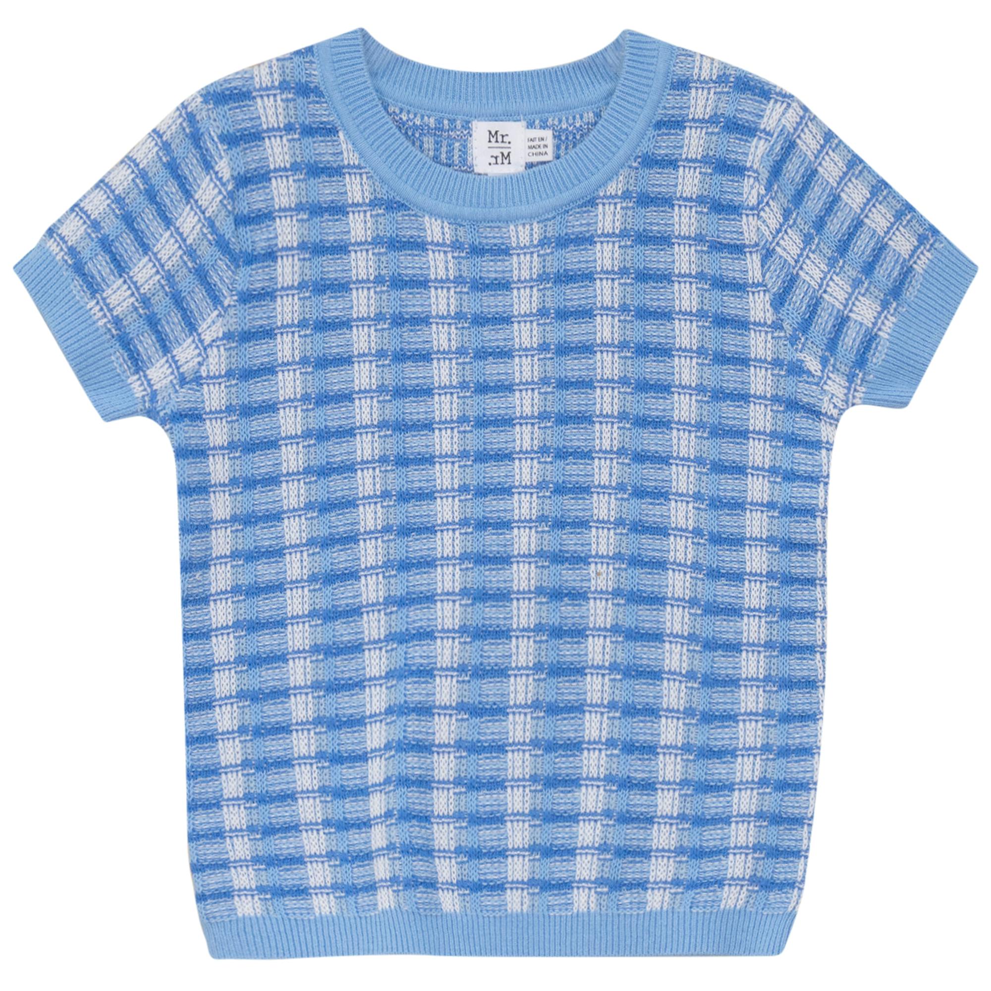 Basket Weave Short Sleeve Knit Sweater