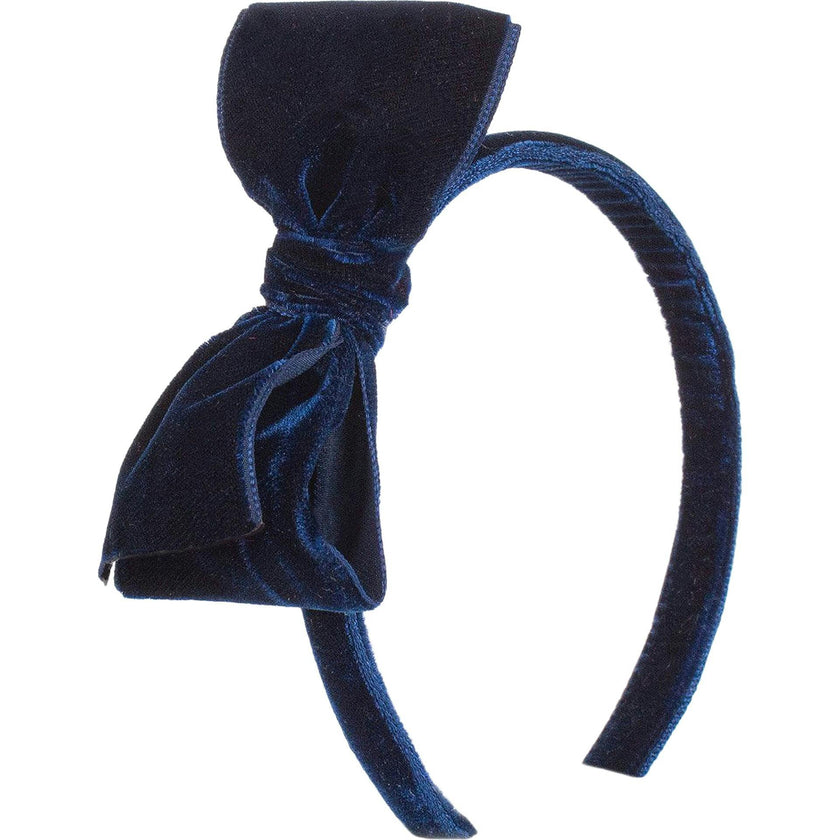 Velvet Big Bow Alice Band in Blue