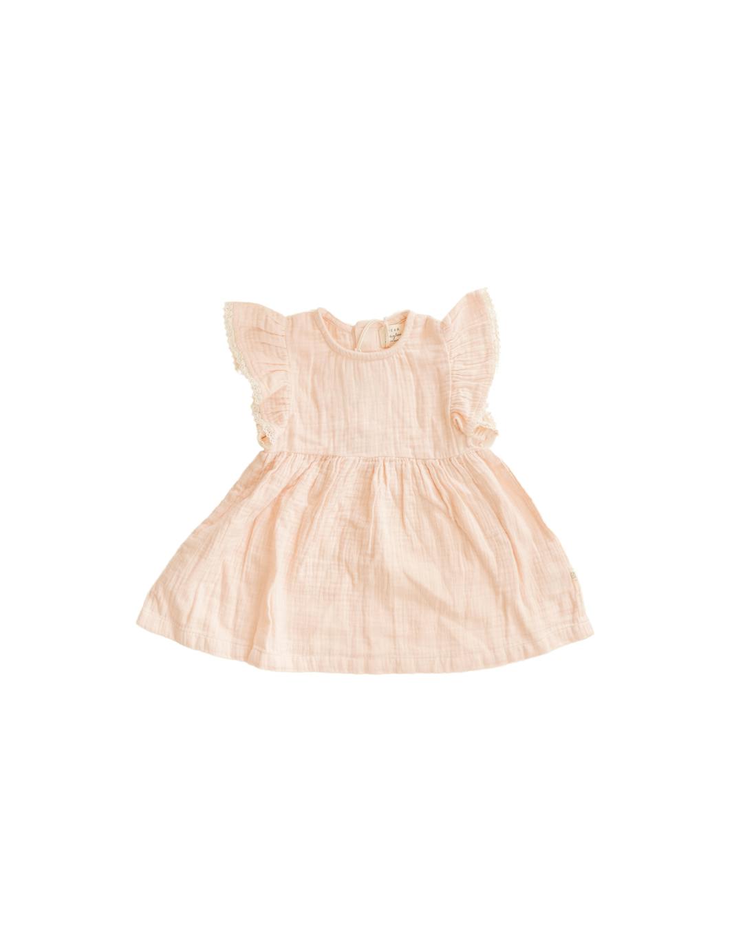 Organic Cotton Muslin Flutter Sleeve Dress