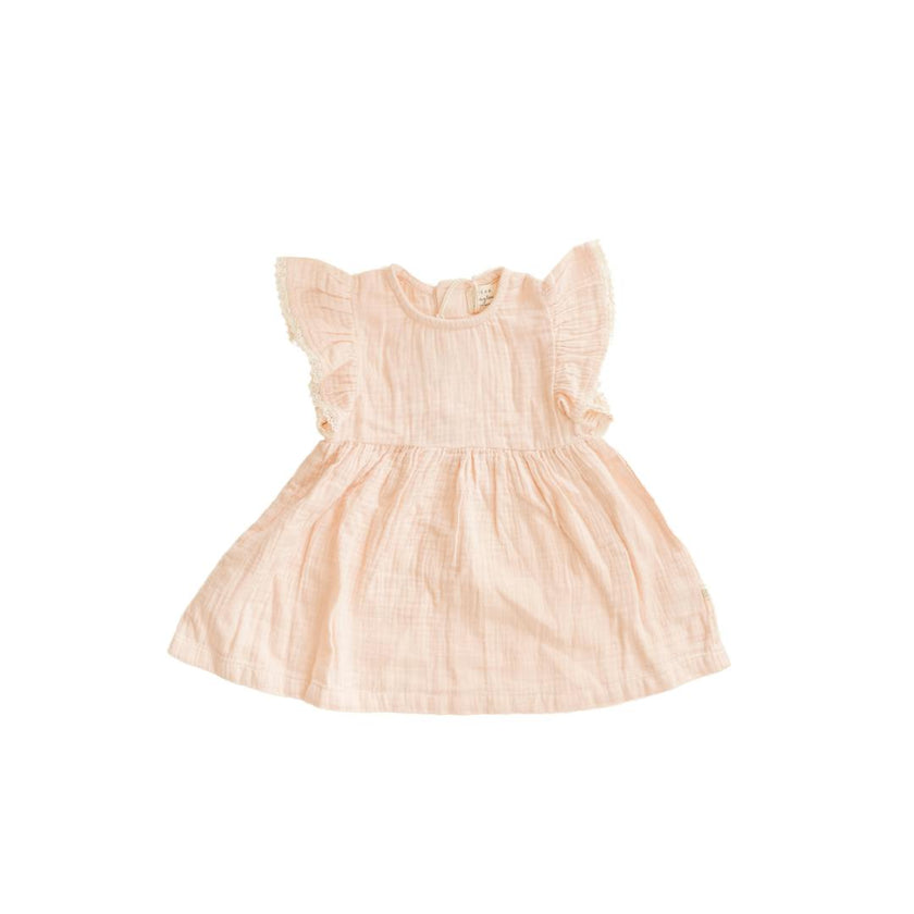 Organic Cotton Muslin Flutter Sleeve Dress
