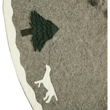 Cream Dogs and Green Trees Christmas Tree Skirt Gray Hand Felted Wool - 60" / 72"