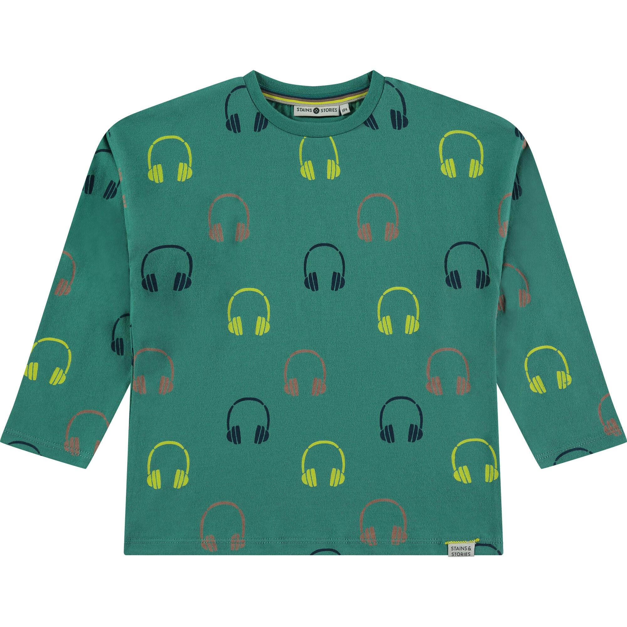 All-Over Headphone Print Long Sleeve T-Shirt