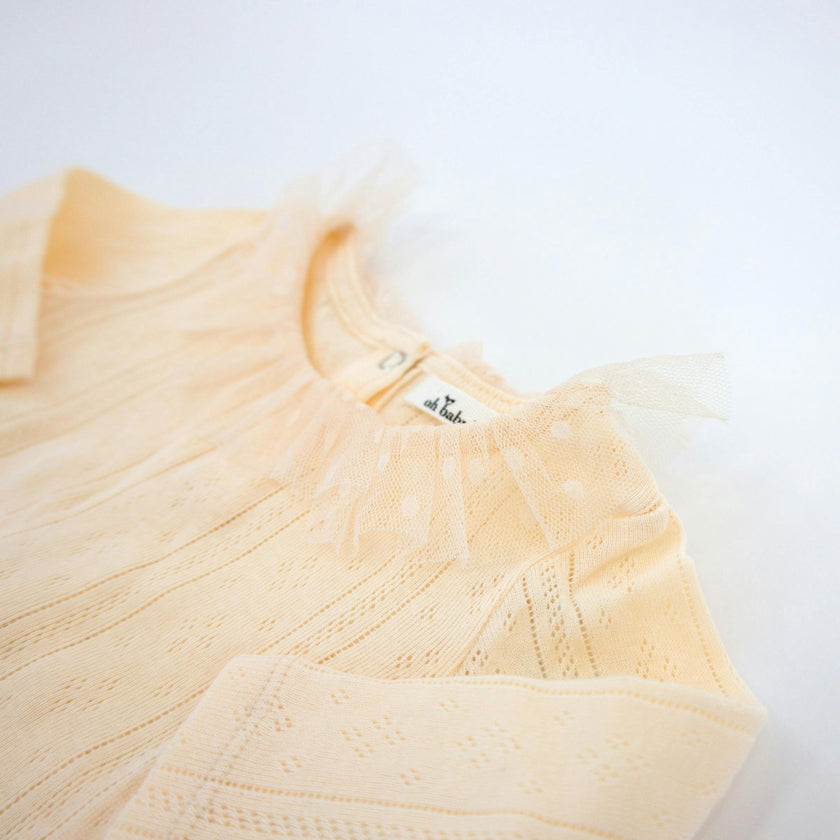 Pointelle Dotted Mesh Collar Two Piece Set
