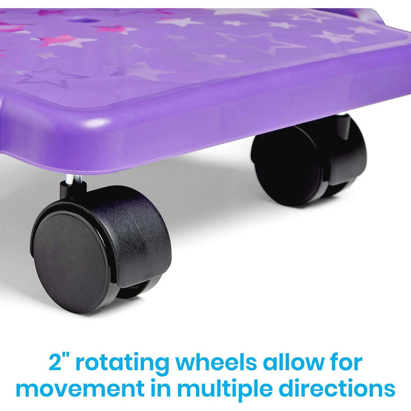 Purple Indoor Scooter Board with Safety Handles for Kids Ages 6-12