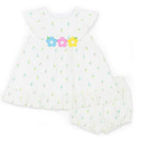 Textured Lawn Floral Printed Dress With Flowers and Bloomer