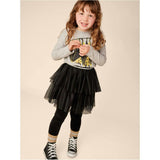 Tiered Elastic Waistband 2-Tiered Mini Tulle Skirt, Black