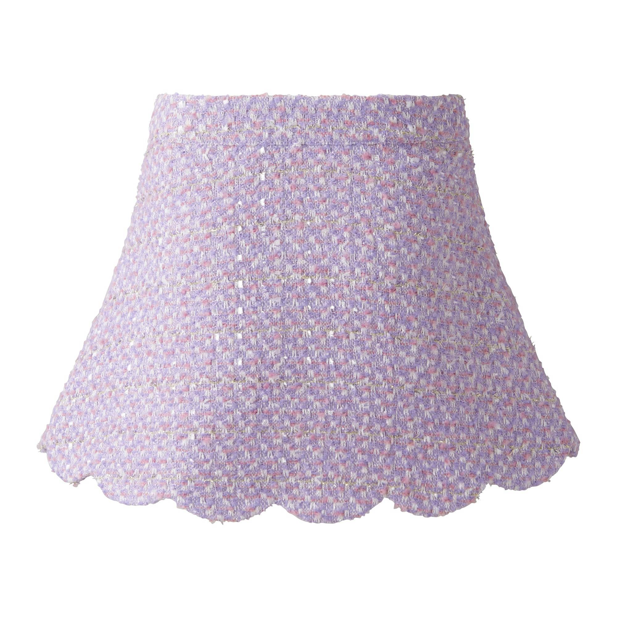 Purple Tweed Scalloped Skirt Set