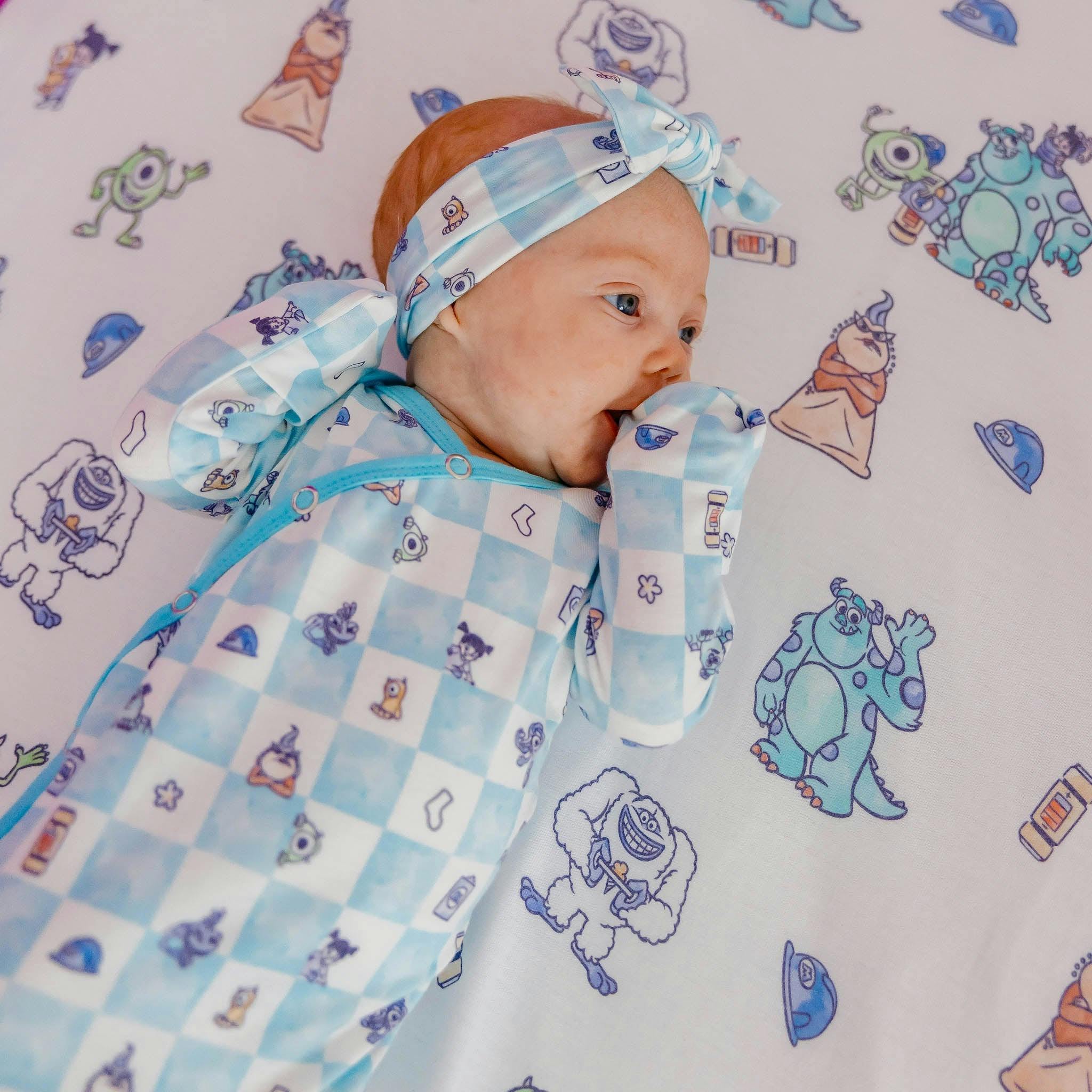 Newborn Knotted Gown - Monsters, Inc. Medley