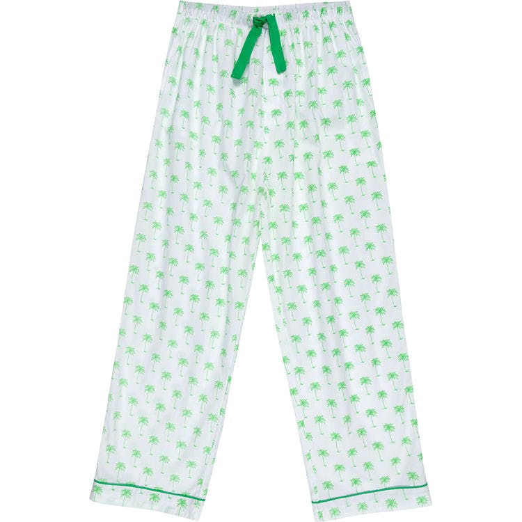 Men's Green Palm Tree PJ Pants - Organic Cotton Poplin