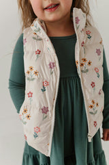 Girls Puffer Vest in Meadow Bloom