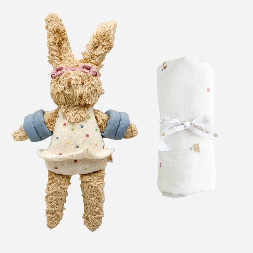 Coral Bunny Plush Toy Swaddle Set - Beach