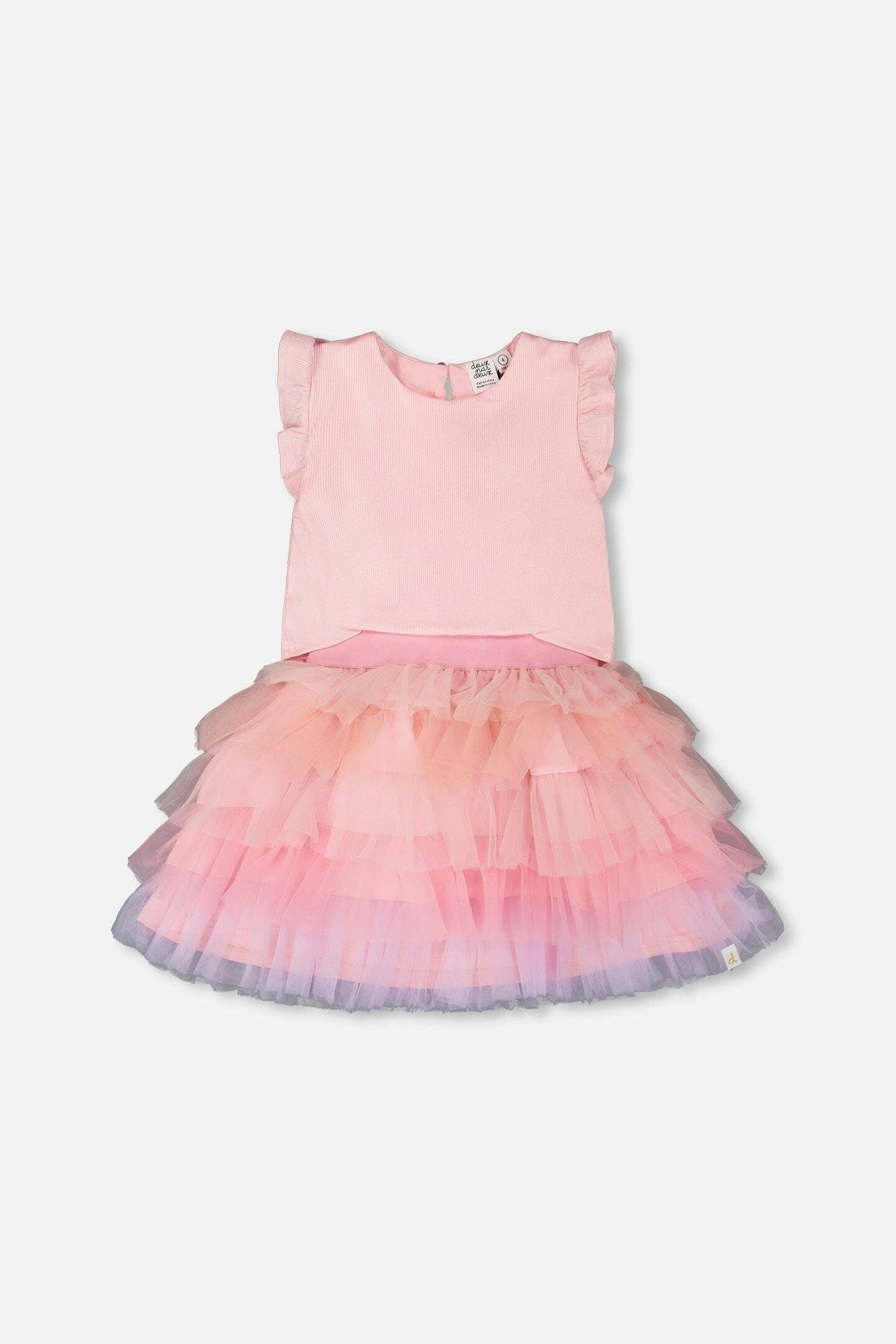 Bi-Material Dress Pale Pink