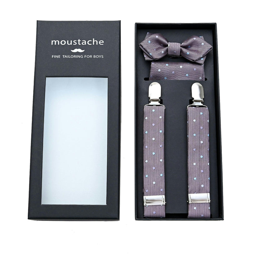 Purple Dotted Suspenders Set