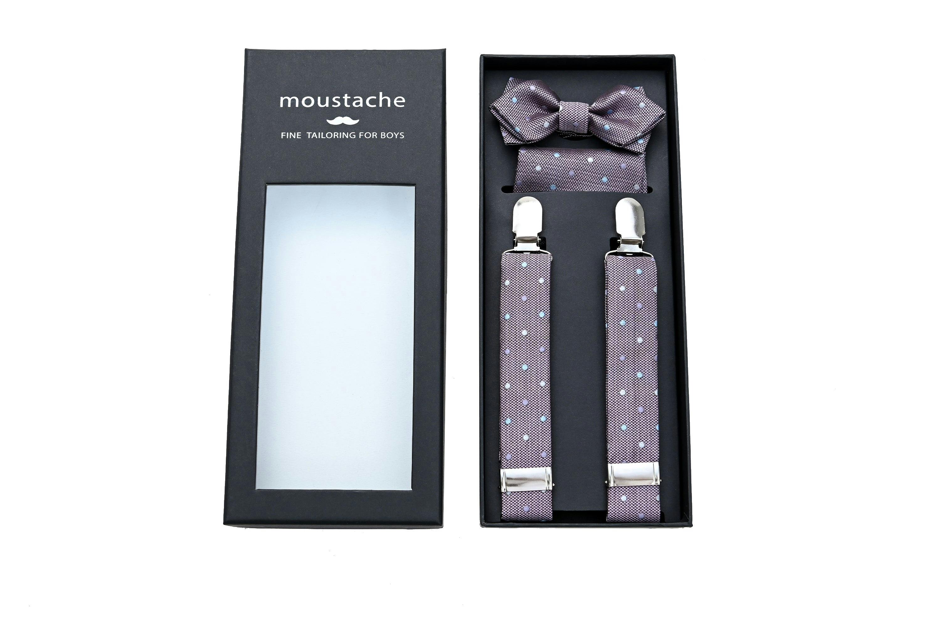 Purple Dotted Suspenders Set