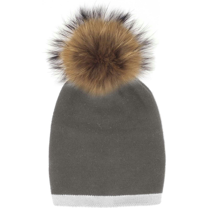 Two Tone Knit Hat (Snap On Pom Sold Separately)