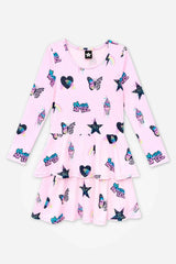 Simply Soft Long Sleeve Ruffle Skirt Dress