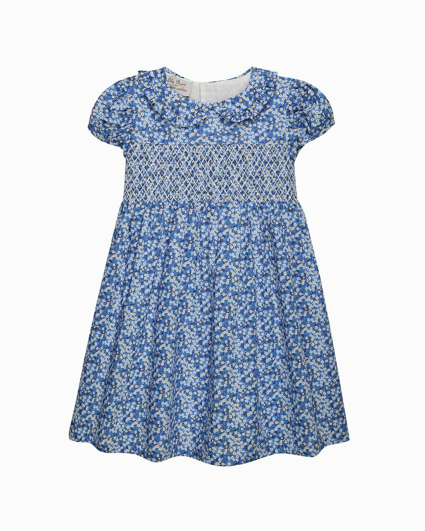 Smocked Dress in Blue Mitsi Valeria