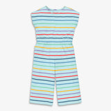 Kids backyard romper in rainbow stripe