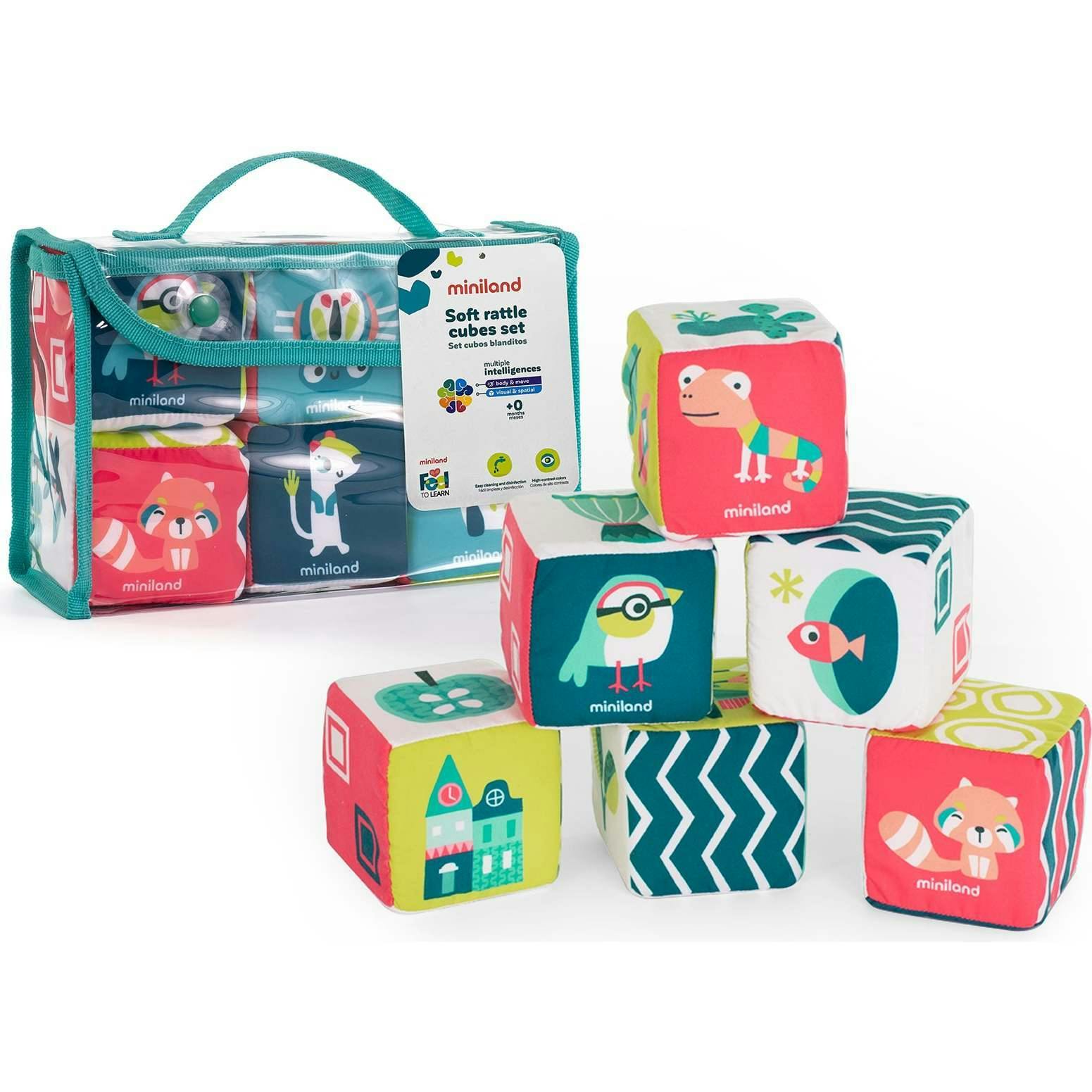 Feel to Learn: Soft Rattle Stacking Cubes 6 Piece Set